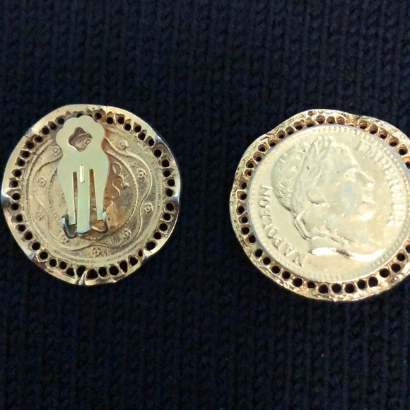 Gold like coin earrings  - clips - Picture 2 of 2